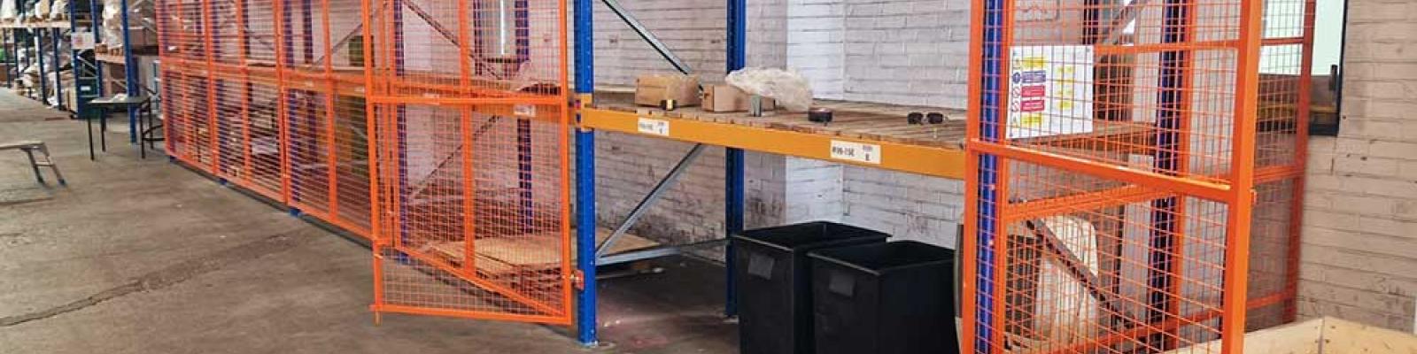 Mesh doors on pallet racking